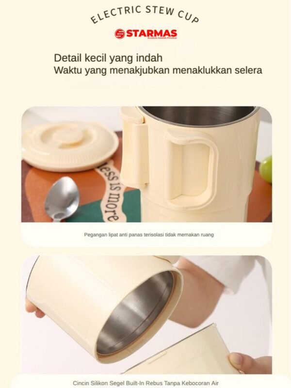 STARMAS Teko Lipat Listrik 1300 ML Portabel 304 Multi Fungsi Stainless Wadah - Gambar 5