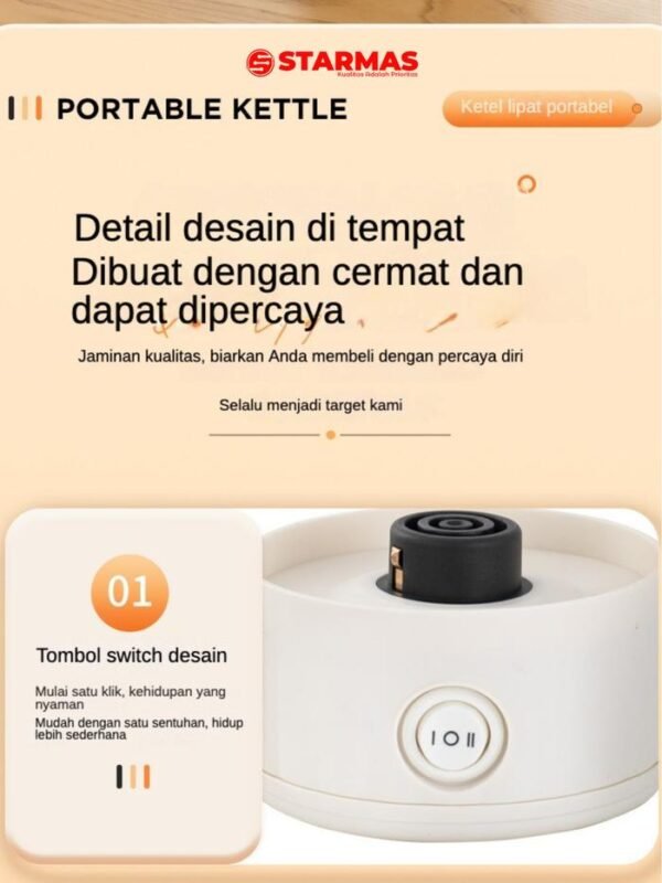 STARMAS Teko mug listrik travel / kettle electric travel 800 ML camping foldable portable lipat portabel 316 multi fungsi (teko, hotpot, masak mie) Stainless Wadah Pemanas Air - Gambar 5