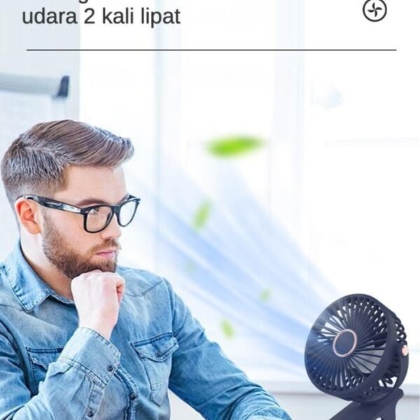 STARMAS Klip Desktop 2-in-1 USB Kipas Kecil Isi Ulang Kipas Angin Berputar Mini Portabel Siswa Kantor - Gambar 3