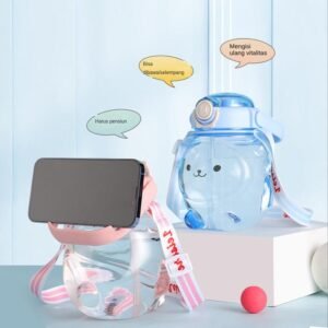 Botol Air Minum Anak Sedotan Tali BPA Free Motif Japan Bear 1100 ML