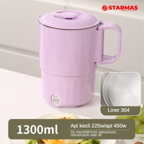 STARMAS Teko Lipat Listrik 1300 ML Portabel 304 Multi Fungsi Stainless Wadah - Gambar 3