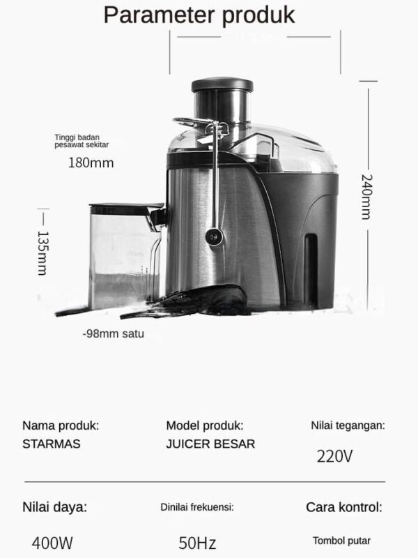 STARMAS Juicer Portable Tanpa Ampas Portable Blender Juicer Extractor 800W-Slow Juicer 99% Fresh Fruit-350ml Mesin Pisau - Gambar 6