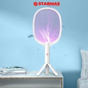 STARMAS Raket Dan Perangkap Nyamuk Elektrik UV Rechargable USB 1200 mAH Dan Kaki Model Tripod Starmas Baterai Listrik Putih Ungu penyedot