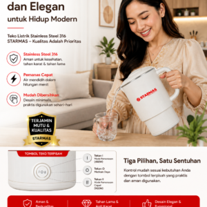 STARMAS Teko mug listrik travel / kettle electric travel 800 ML camping foldable portable lipat portabel 316 multi fungsi (teko, hotpot, masak mie) Stainless Wadah Pemanas Air