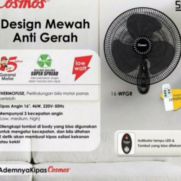 Cosmos 16 WFCR Wall Fan 16 Inch + Remote Daya 46 Watt Original - Gambar 5