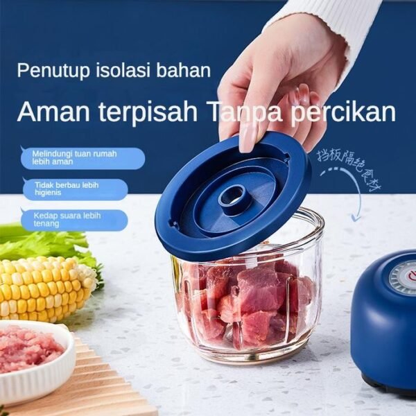 STARMAS Kaca Mini Chopper Blender Portable 3 pisau 260 ml Bumbu kapsul Alat 304 stainless steel Penggiling daging mpasi bayi Food Hijau Putih Biru Listrik - Gambar 5