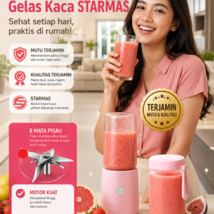STARMAS Juicer Portable Blender Portable 2 Gelas kaca 8 Mata Pisau Starmas Minuman Stainless nutribullet Baterai Peralatan
