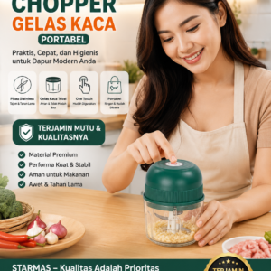 STARMAS Kaca Mini Chopper Blender Portable 3 pisau 260 ml Bumbu kapsul Alat 304 stainless steel Penggiling daging mpasi bayi Food Hijau Putih Biru Listrik