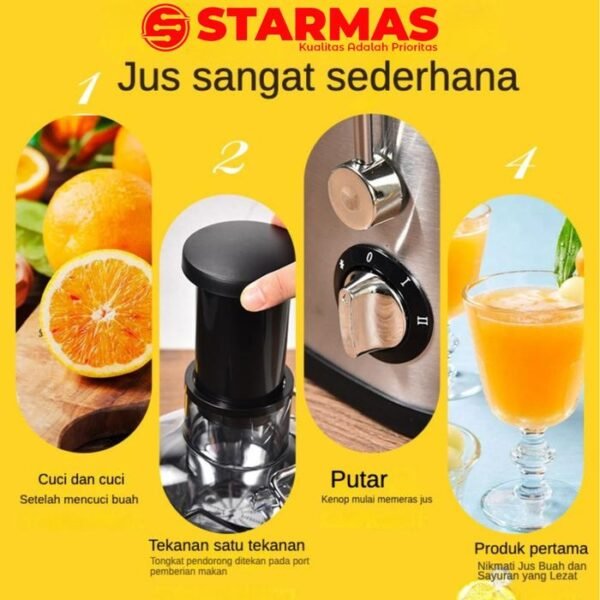 STARMAS Juicer Portable Tanpa Ampas Portable Blender Juicer Extractor 800W-Slow Juicer 99% Fresh Fruit-350ml Mesin Pisau - Gambar 5