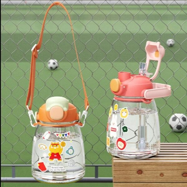 Botol Minum Anak Sekolah Sedotan Tali BPA Free Stiker Lucu 1300 ML - Gambar 2