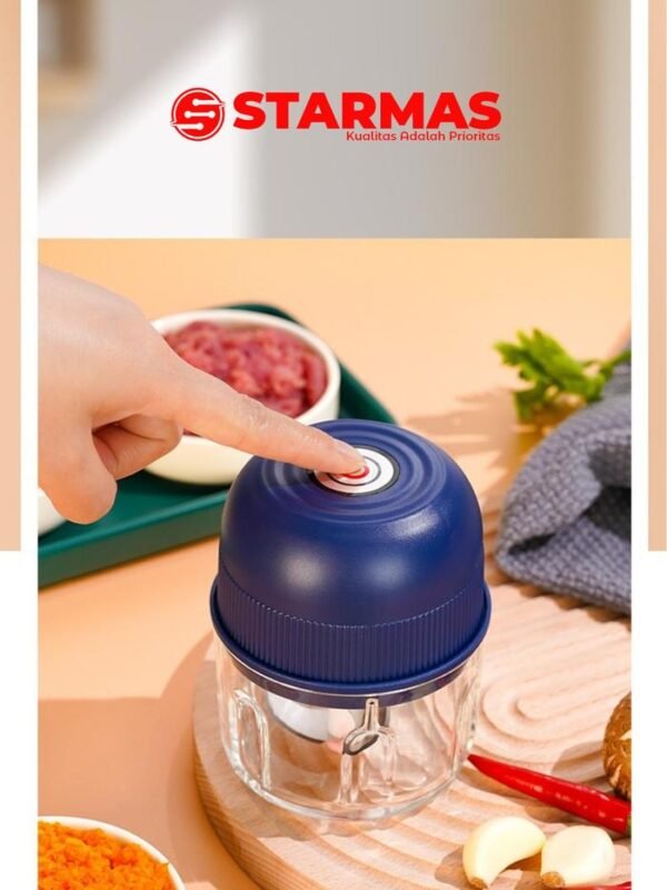 STARMAS Kaca Mini Chopper Blender Portable 3 pisau 260 ml Bumbu kapsul Alat 304 stainless steel Penggiling daging mpasi bayi Food Hijau Putih Biru Listrik
