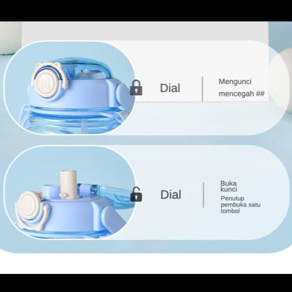 Botol Air Minum Anak Sedotan Tali BPA Free Motif Japan Bear 1100 ML - Gambar 3