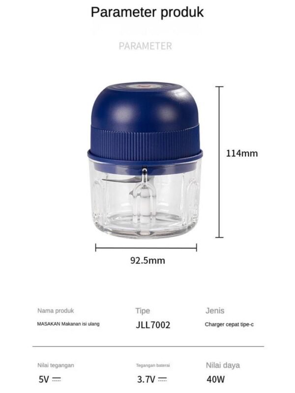 STARMAS Kaca Mini Chopper Blender Portable 3 pisau 260 ml Bumbu kapsul Alat 304 stainless steel Penggiling daging mpasi bayi Food Hijau Putih Biru Listrik - Gambar 4