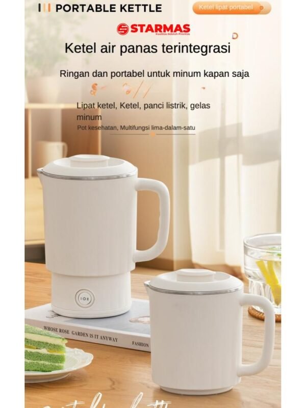 STARMAS Teko mug listrik travel / kettle electric travel 800 ML camping foldable portable lipat portabel 316 multi fungsi (teko, hotpot, masak mie) Stainless Wadah Pemanas Air - Gambar 6
