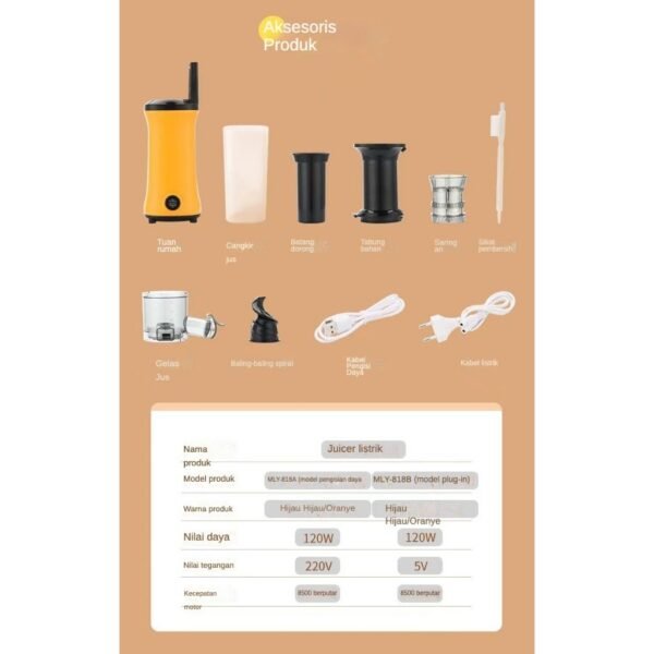 STARMAS Mini Electric Slow Juicer Low Watt SJ-898  Pemeras Buah & Sayur Starmas - Gambar 9