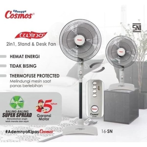 Cosmos 16 SN Twino 2 in 1 Kipas Angin berdiri 16 Inch