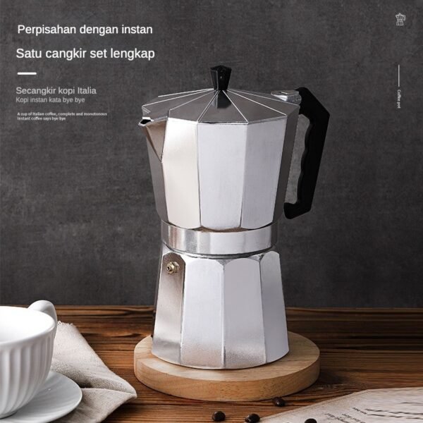 STARMAS LITE MOKA POT 2 / 3 / 6/ 9/ 12 CUPS COFFEE ESPRESSO MAKER 100 ML 150ML 300ML 450ML 600ML  ALUMINIUM - Gambar 2