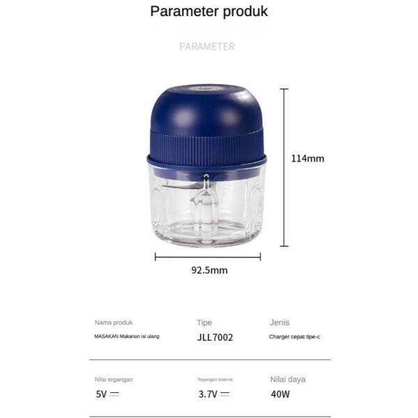 STARMAS Kaca Mini Chopper Blender Portable 3 pisau 260 ml Bumbu kapsul Alat 304 stainless steel Penggiling daging mpasi bayi Food - Gambar 5
