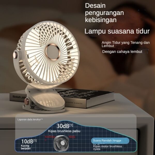 STARMAS Klip Desktop 2-in-1 USB Kipas Kecil Isi Ulang Kipas Angin Berputar Mini dengan Lampu Malam Senyap Portabel Siswa Kantor - Gambar 9