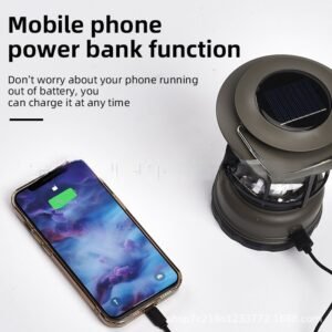 STARMAS Lampu Camping Tenaga Matahari Body Besar + Rechargable + Charger Handphone USB-C Retro 3 COB Cahaya Putih Starmas