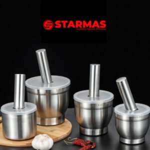 STARMAS Stainless dengan Ulekan dan Tutup Alat Dapur Digunakan untuk Tumbukan Bumbu /Obat Obatan