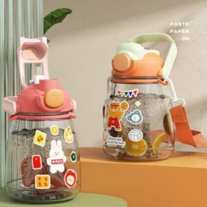Botol Minum Anak Sekolah Sedotan Tali BPA Free Stiker Lucu 1300 ML