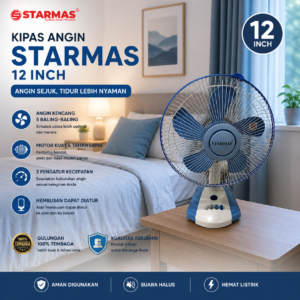 STARMAS Kipas angin Meja 12 Inch 1279 SR + Lampu Tidur Starmas Listrik
