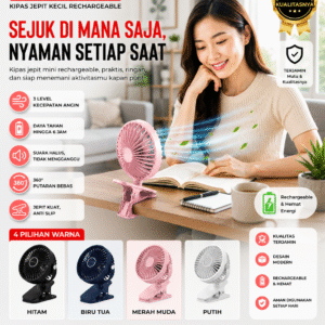 STARMAS Klip Desktop 2-in-1 USB Kipas Kecil Isi Ulang Kipas Angin Berputar Mini Portabel Siswa Kantor