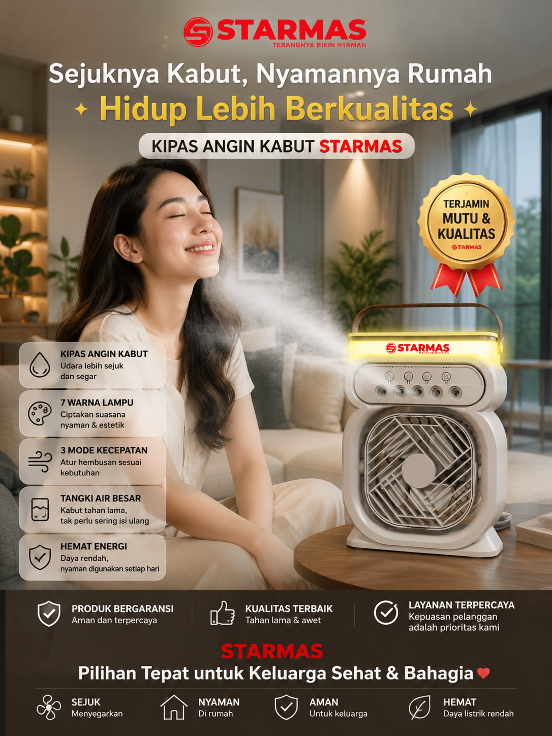 STARMAS Air Cooler Fan Kipas AC Mini Portable Pendingin Ruangan