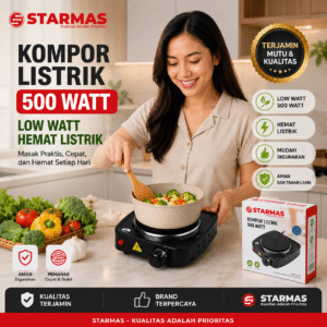 STARMAS kompor listrik Mini Hot Plate Cooking 500 Watt JX- 500 A 100 % Original Starmas Tungku kompor listrik