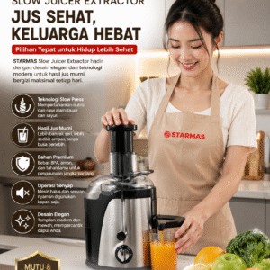 STARMAS Juicer Portable Tanpa Ampas Portable Blender Juicer Extractor 800W-Slow Juicer 99% Fresh Fruit-350ml Mesin Pisau