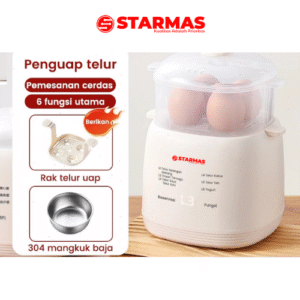 STARMAS Kukusan Telur Multifungsi Pengukus Telur 6 Mode Penjadwalan 24 Jam Layar Digital Low Watt