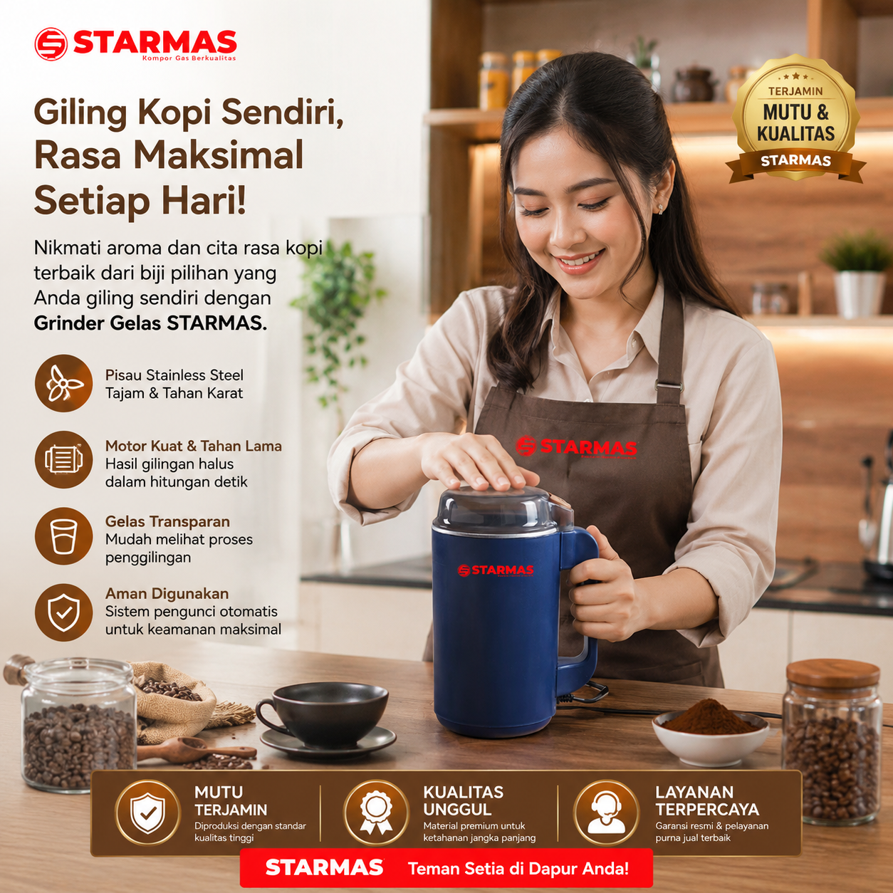 STARMAS Blender Penggiling Kopi & Biji Bijian Super Halus / Electric Grinder 300W Stainless Steel 8 Blade / Penghalus Original