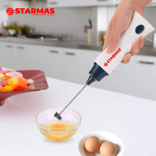 STARMAS Hand Mixer Mini Pengocok Telur Kopi Milk Frother Battery Rechargable Colokan Model Indonesia