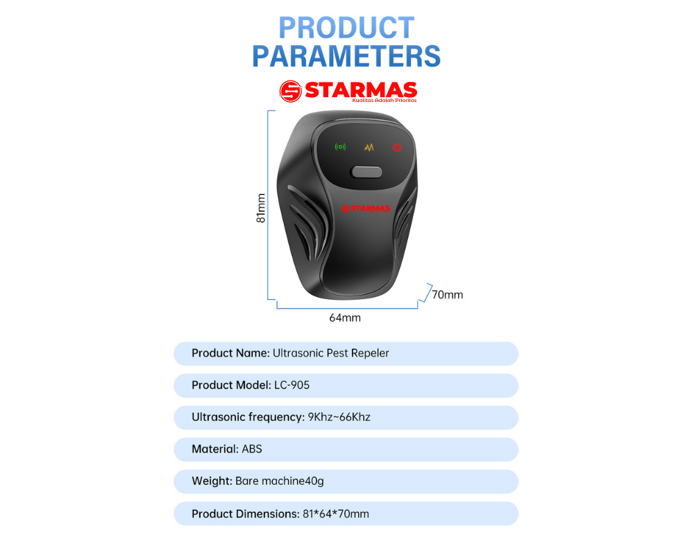 STARMAS Alat Pengusir Tikus & Hama Ultrasonic Elektrik 4 Mode Anti Tikus Nyamuk Kecoa Semut Lalat - Gambar 6