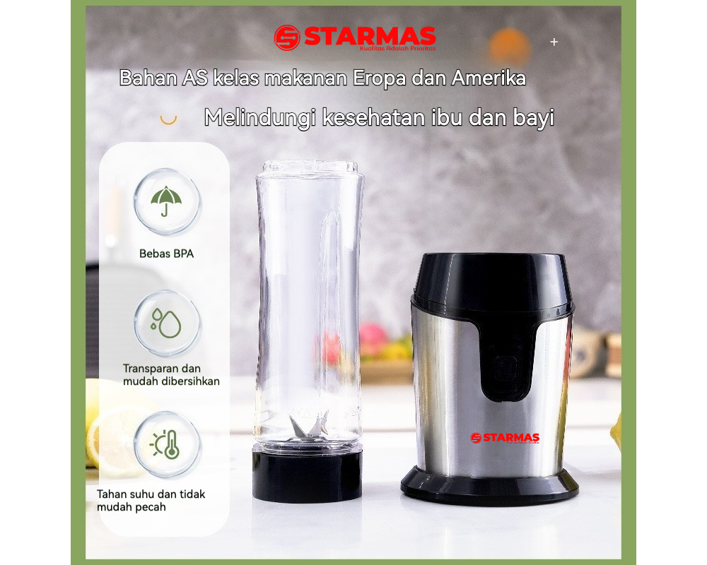 STARMAS Blender SB 588 Ready To Go Personal Blender 2 Botol Plastik Tritan lebih awet dan tahan pecah - Gambar 9