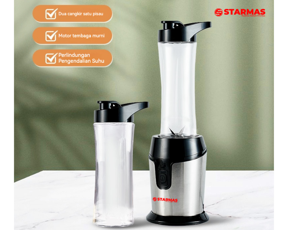STARMAS Blender SB 588 Ready To Go Personal Blender 2 Botol Plastik Tritan lebih awet dan tahan pecah - Gambar 4
