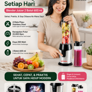 STARMAS Blender SB 588 Ready To Go Personal Blender 2 Botol Plastik Tritan lebih awet dan tahan pecah