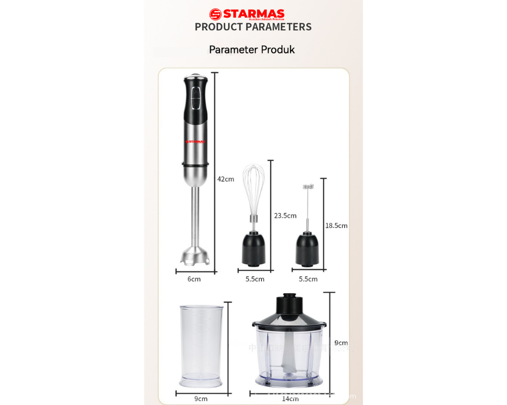 STARMAS Chopper Listrik 5 in 1 – Stepless Speed, Full Copper Motor, Stainless Steel Housing & Blade, Multifungsi Penggiling Daging & Bumbu - Gambar 9