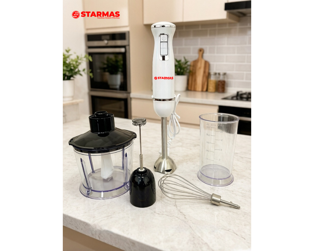 STARMAS Chopper Listrik 5 in 1 – Stepless Speed, Full Copper Motor, Stainless Steel Housing & Blade, Multifungsi Penggiling Daging & Bumbu - Gambar 2