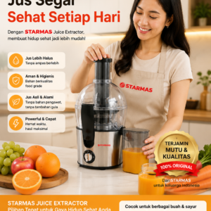 STARMAS Juice Extractor 800 Watt 500ml - Slow Juicer Pemisah Ampas Otomatis - Mesin Jus Buah & Sayur Powerful 220V