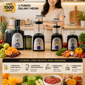STARMAS Juice Extractor 4 in 1 Blender Chopper Besar dan Kecil Set Lengkap Bahan Gelas Kaca Serbaguna Hemat