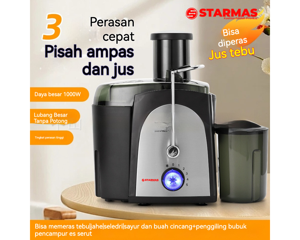 STARMAS Juice Extractor 4 in 1 Blender Chopper Besar dan Kecil Set Lengkap Bahan Gelas Kaca Serbaguna Hemat - Gambar 10