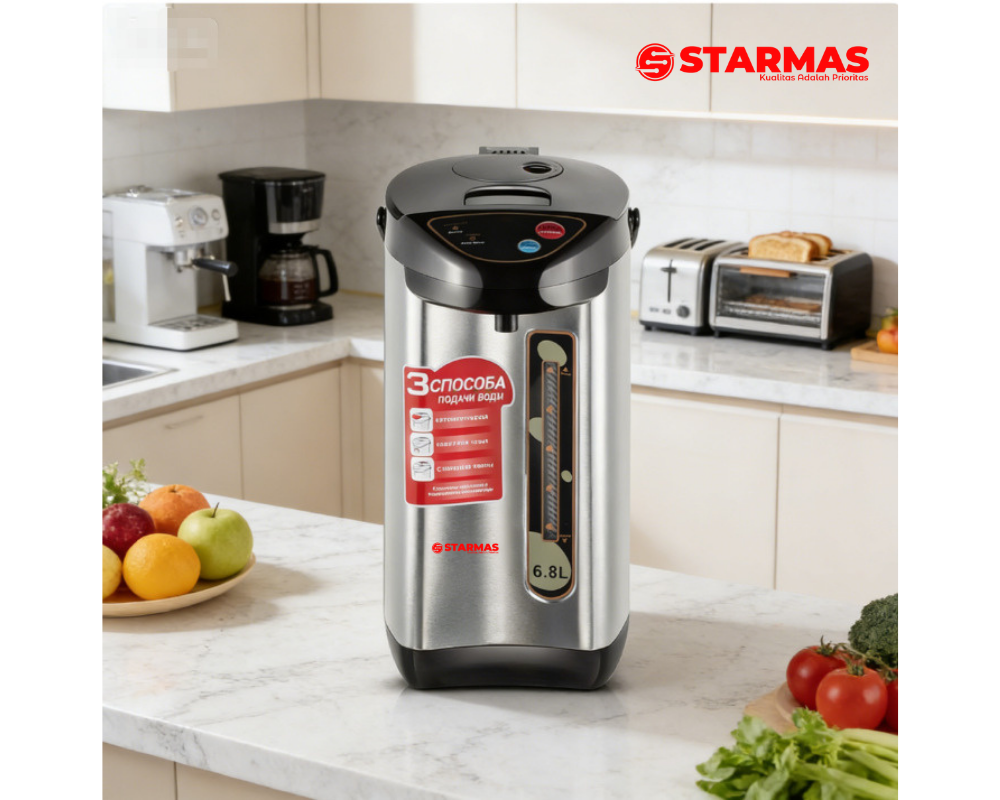 STARMAS Termos Listrik 6,8 L Termostat Komersial – Auto Mati, Thermo Pot, Reboil, Kunci Pengaman, Fast Boil, Pemanas Air Digital - Gambar 2