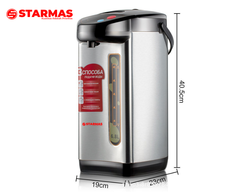 STARMAS Termos Listrik 6,8 L Termostat Komersial – Auto Mati, Thermo Pot, Reboil, Kunci Pengaman, Fast Boil, Pemanas Air Digital - Gambar 4
