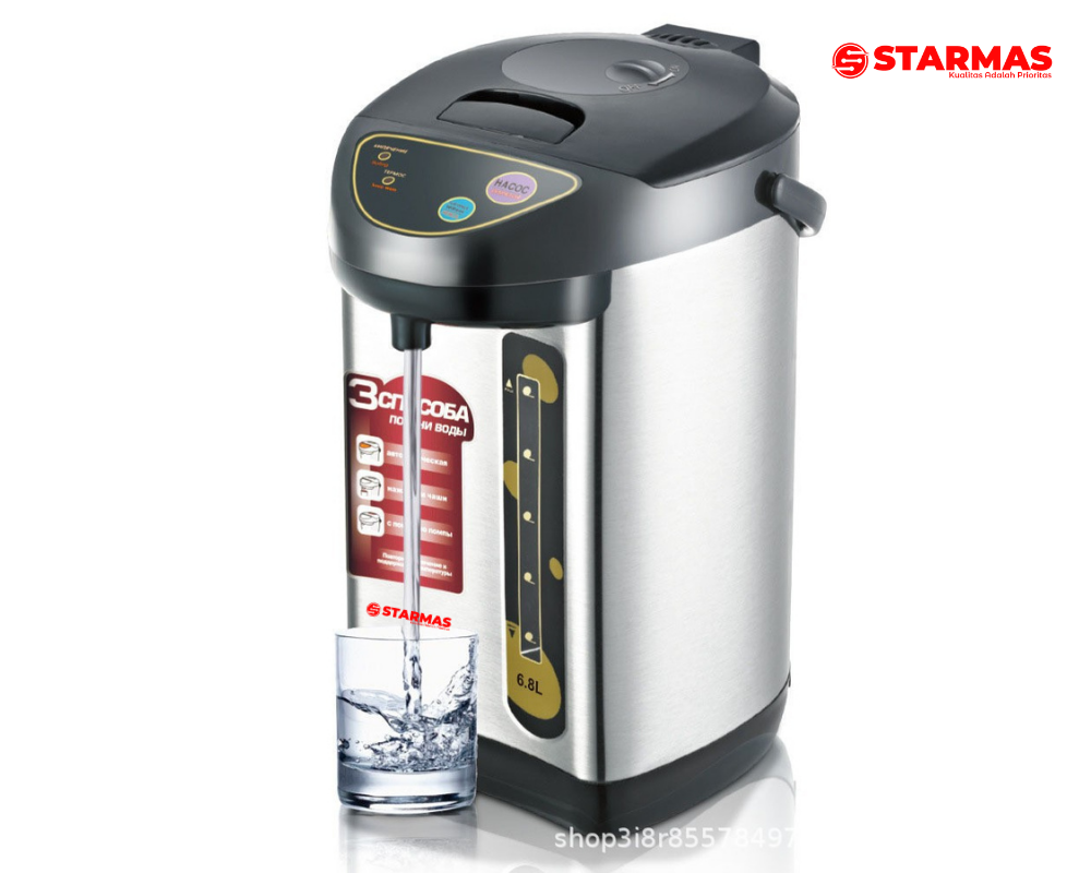 STARMAS Termos Listrik 6,8 L Termostat Komersial – Auto Mati, Thermo Pot, Reboil, Kunci Pengaman, Fast Boil, Pemanas Air Digital - Gambar 5