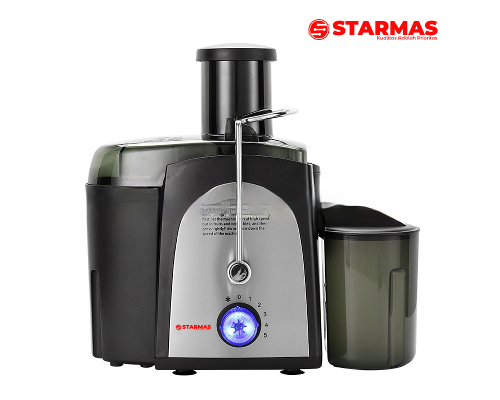 STARMAS Slow Juicer Extractor 5 Speed 1000 Watt 800 Ml Hitam Perak, Sari Buah Murni, Desain Modern - Gambar 4