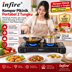 INFIRE Kompor Piknik Portable 2 Tungku Awet Serbaguna untuk Rumah Piknik Camping dan Travel