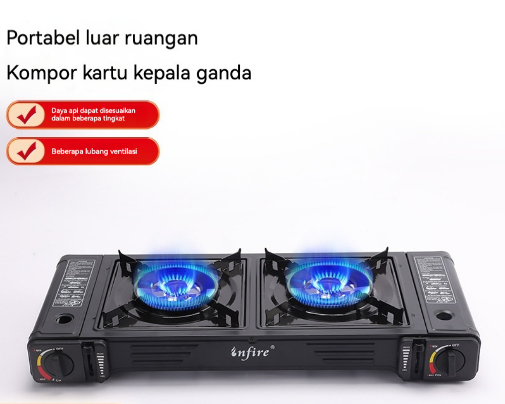 INFIRE Kompor Piknik Portable 2 Tungku Awet Serbaguna untuk Rumah Piknik Camping dan Travel - Gambar 5