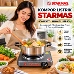 STARMAS Kompor Listrik 800 Watt Hemat Listrik untuk Sup Ayam dan Berbagai Masakan